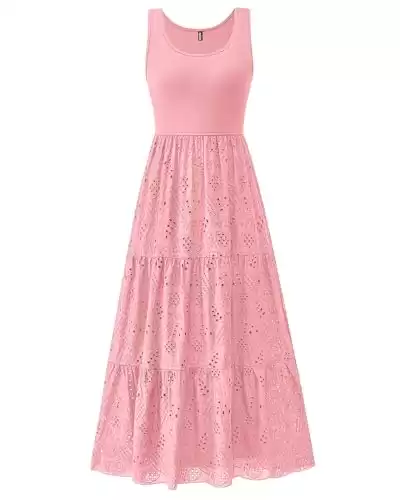 Women Summer Eyelet Midi Dresses