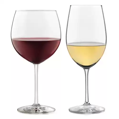 Wine Glass Set of 12, Red and White Clear Wine Glasses,