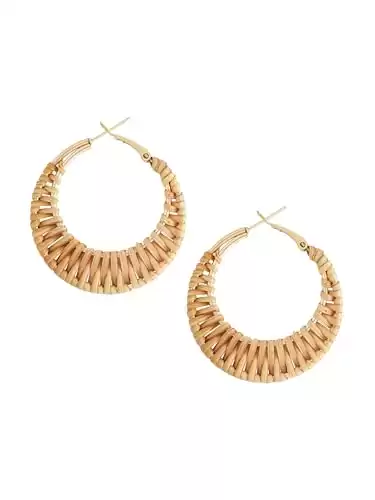 Boho Handwoven Rattan Hoop Earrings