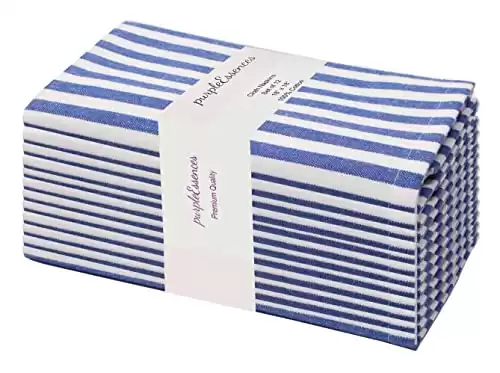 Striped Cloth Napkins - Set of 12-100% Cotton - 18 x 18 Inch