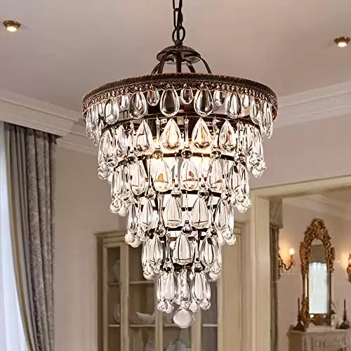 Wellmet 14 Inch Crystal Chandelier,