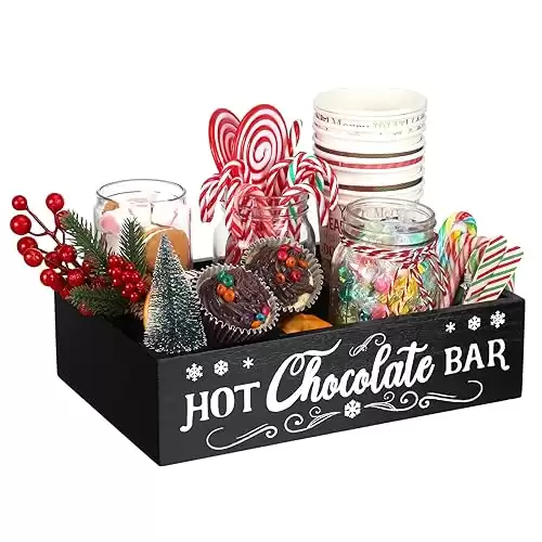 Geetery Christmas Hot Cocoa Bar Wood Station Organizer