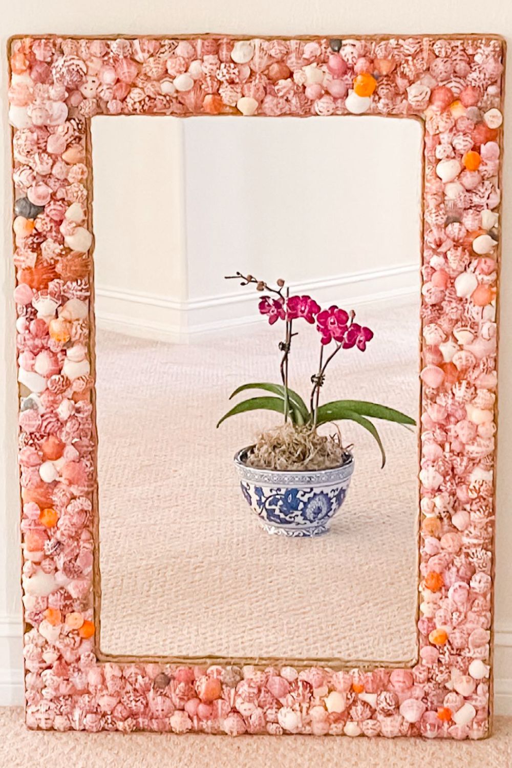 seashell mirror I made with calico scallop shells