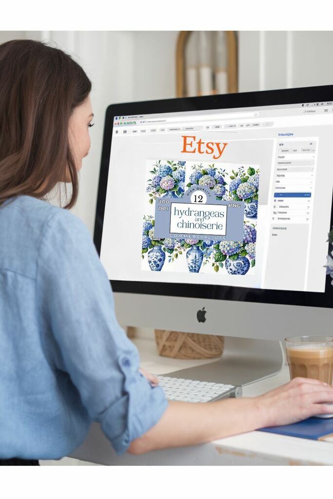 Gigi aka Fearlessmermaid at her desk getting her Etsy shop in order 
